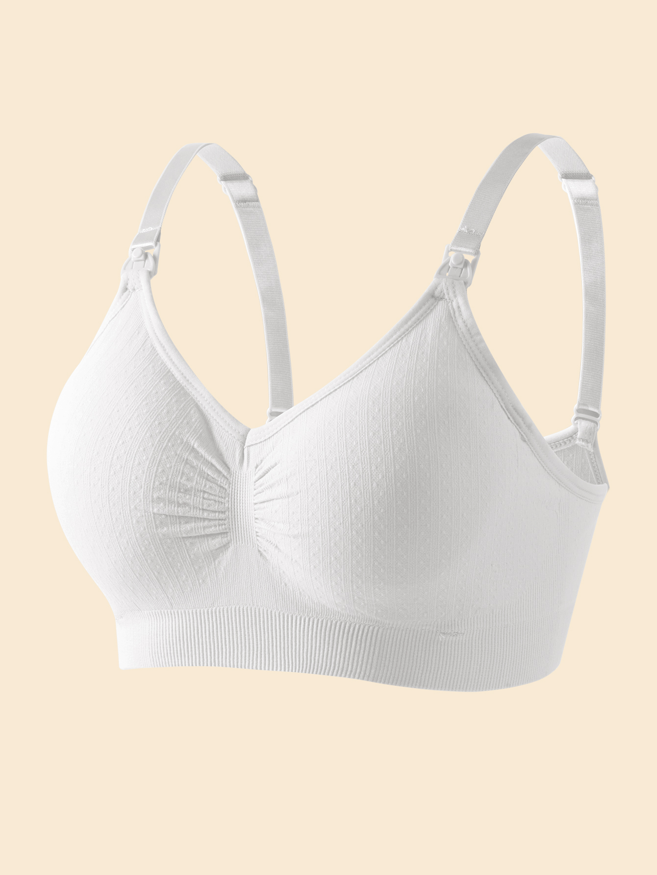 Seamless Nursing Bra, Breathable Maternity Bra with Single Handed Front Buckle, Push Up Women's Breastfeeding Underwear,