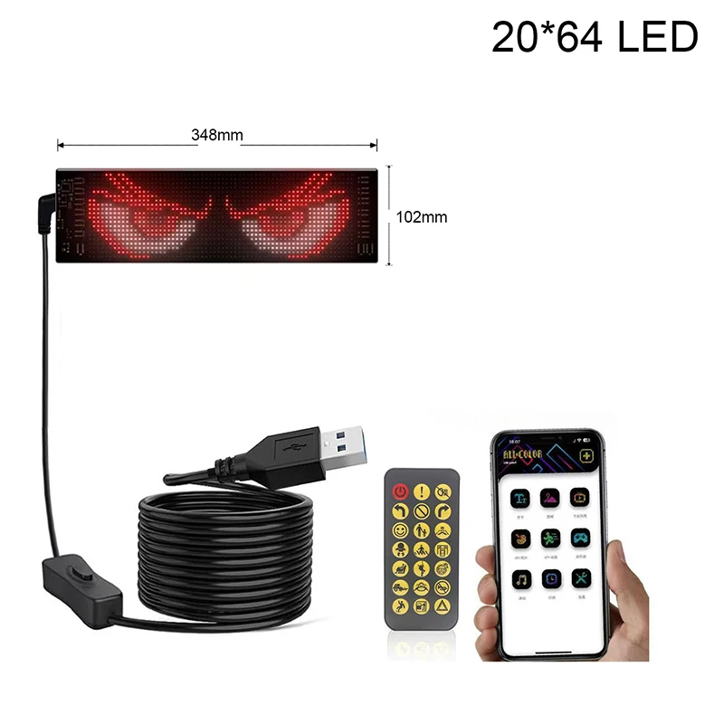 Car/Truck RGB Bluetooth Panel Lamp, LED Matrix Pixel Lights, Programmable Bluetooth App Control, Flexible Display Light