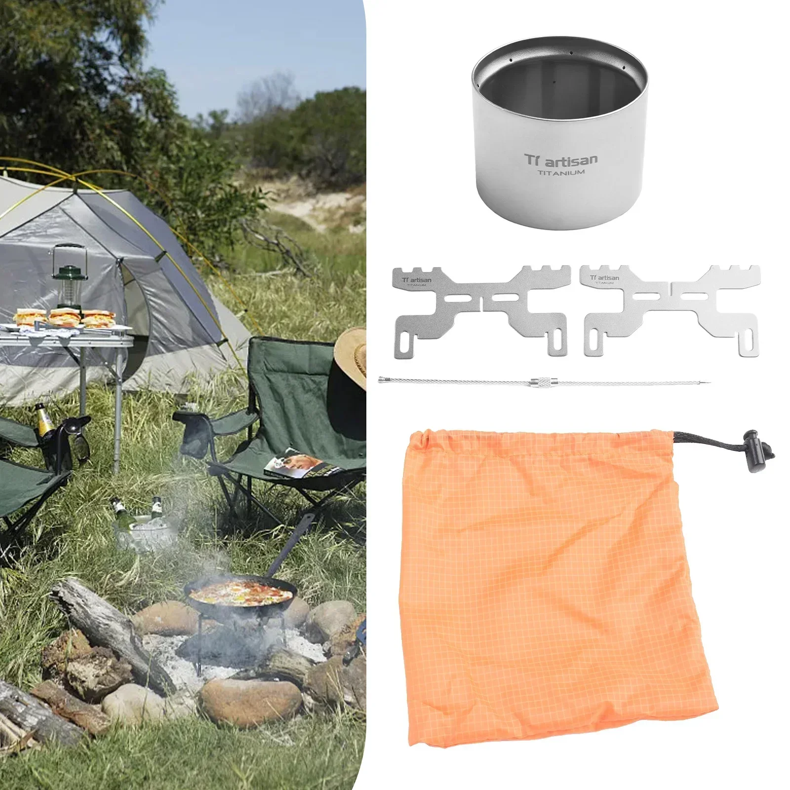 Ultralight Alcohol Stove with Cross Stand for Camping Cooking
