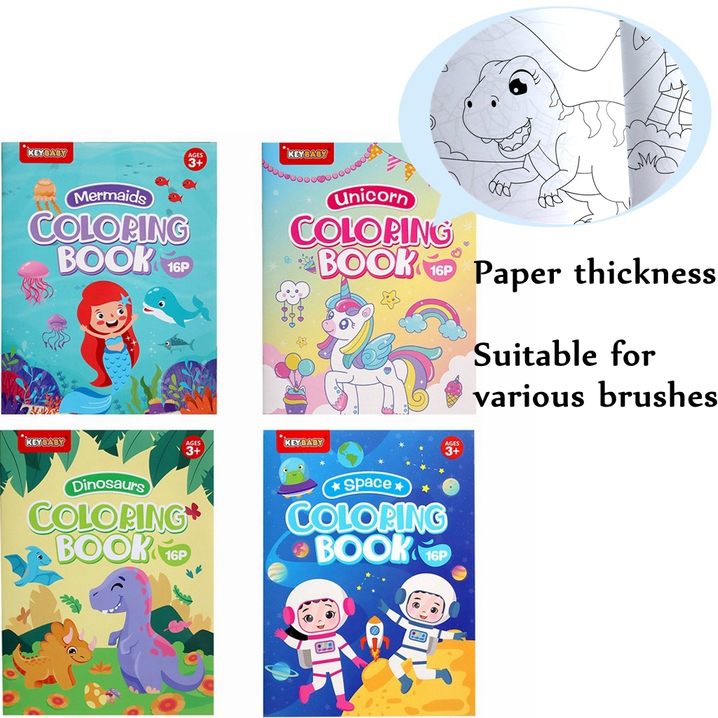Montessori Baby Drawing Book, Early Education Toys for School, Childrens Coloring Books with Mermaid, Dinosaur