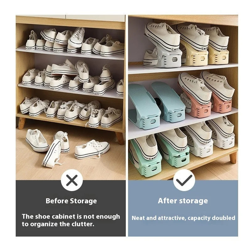 Shoe Slots Space Saving Saver, 4 Gears Adjustable Shoe Stacker Organizer for Household Storage
