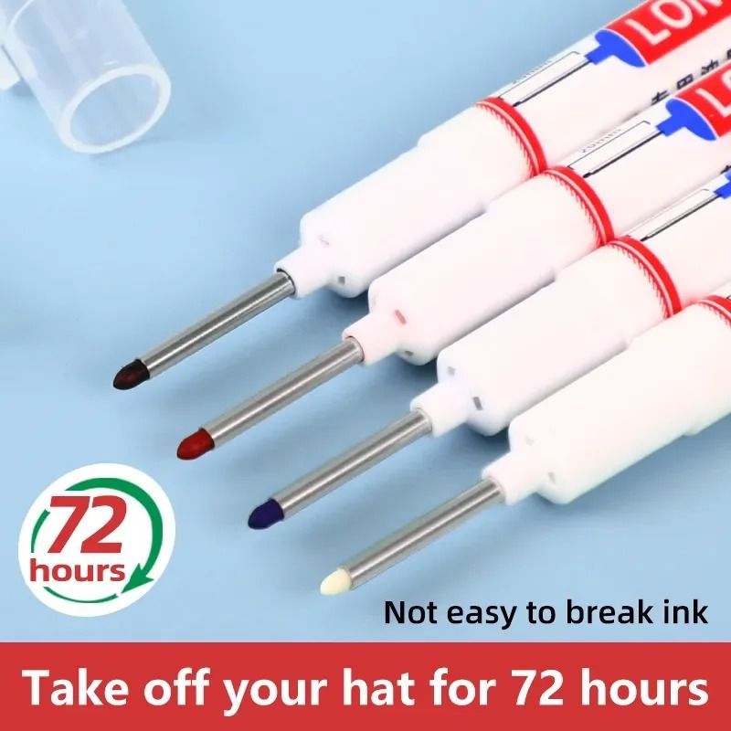 Deep Hole Long Nib Marking Pens for Metal Wood and Multi Surface DIY Use 4 Pack Waterproof Fine Tip
