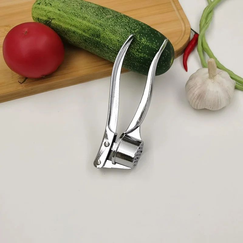 6.1in Stainless Steel Garlic Press & Nut Cracker – Dual-Use Heavy Duty Kitchen Mincer Tool