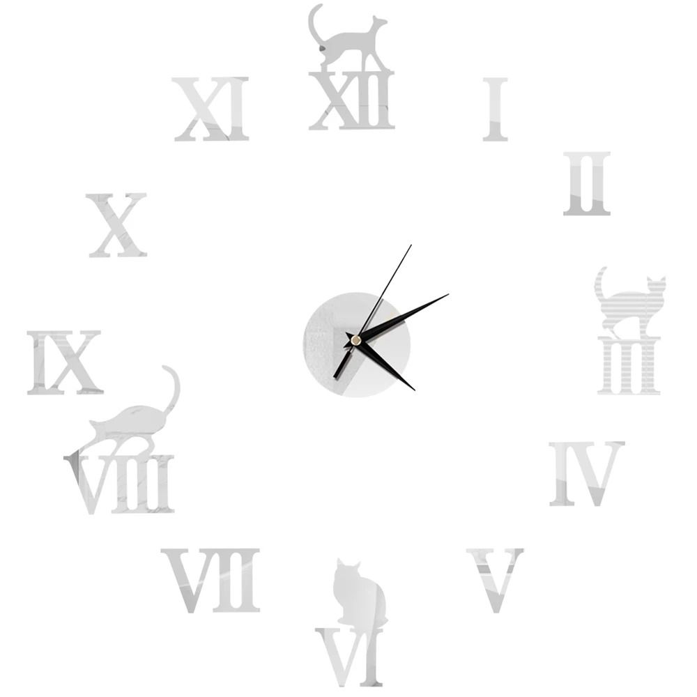 DIY Mirror Wall Clock Sticker Frameless Modern Large Wall Clock Decor
