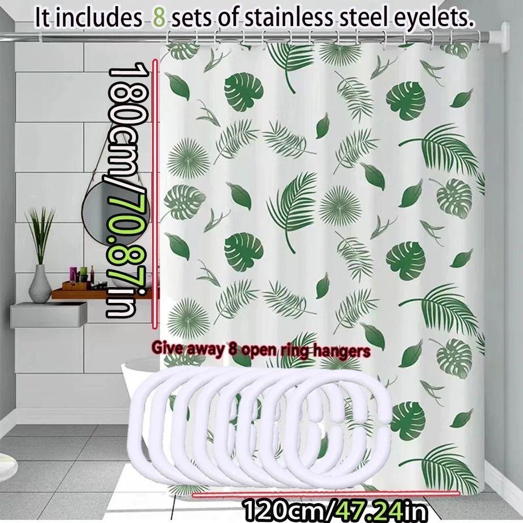 Green Leaves Quick-Dry Shower Curtain