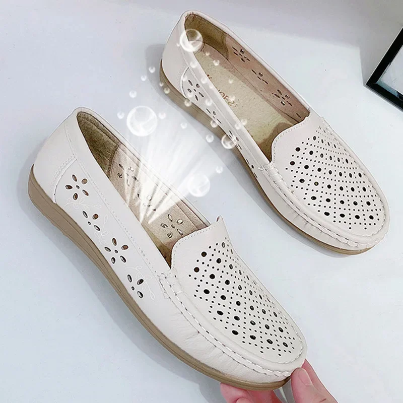 Womens Soft Sole Round Toe Nurse Shoes, Summer New Fashion Breathable Non-Slip Sandals, Flat Casual Sports Shoes