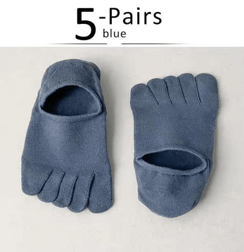 5 Pairs Invisible Toe Socks – Breathable Cotton Five Finger No-Show Socks