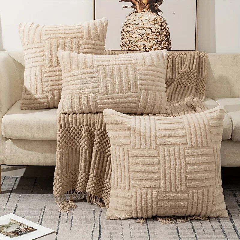 Fur Plush Throw Pillow Covers, Soft Fluffy Luxury Cushion Pillowcase for Sofa Couch Decor