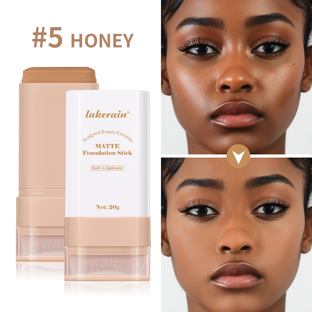 Multi Use Skin Tint Foundation Stick with Brush, Matte Waterproof, Long Lasting Oil Control