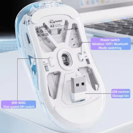 A2 Transparent Digital display RGB Bluetooth Mouse Wireless Dual mode Connection Win Mac