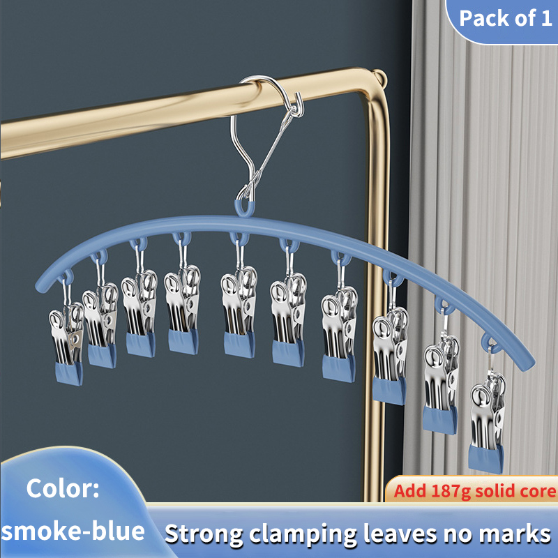Stainless Steel Sock Drying Rack with Clips Non-slip Clothes Rack Underwear Clip Towel Hanger Windproof Pace-Saving