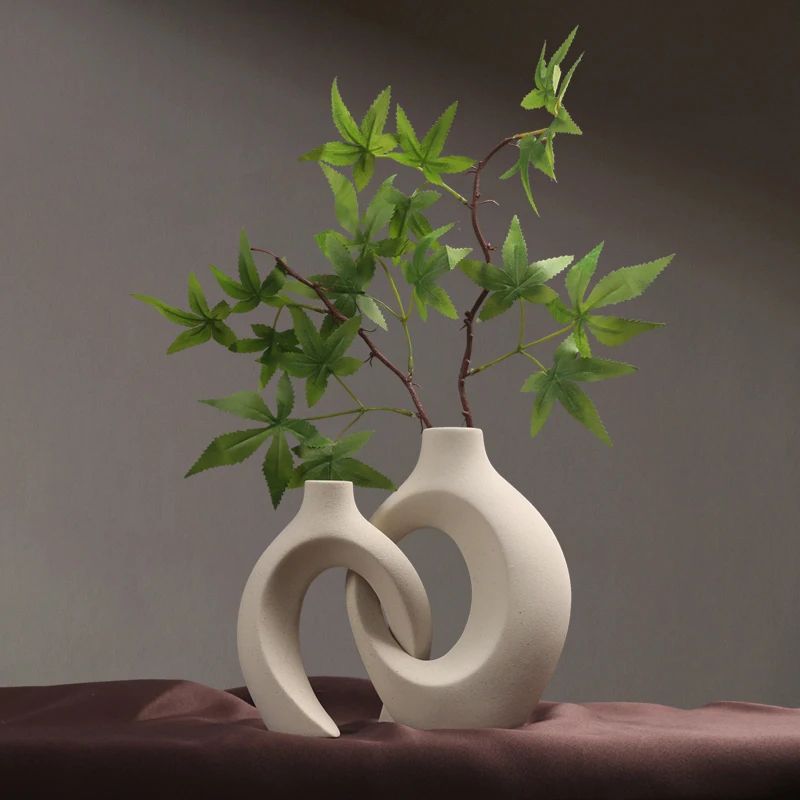 Nordic Ceramic Interlock Vase Set for Pampas Grass and Modern Home Decor