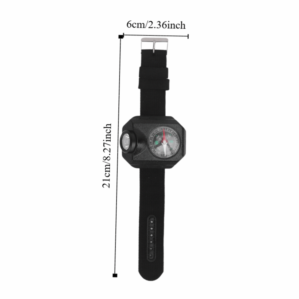Rechargeable Wrist Flashlight with Compass Waterproof Hands-Free Camping Watch Light