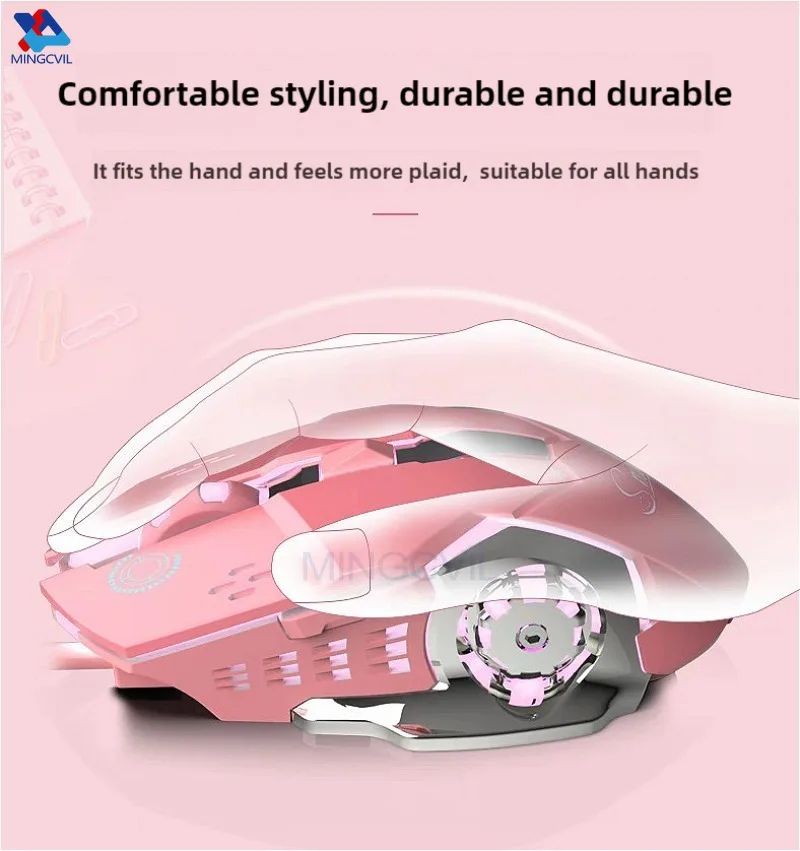 MINGCVIL Rechargeable Wireless Gaming Mouse – Bluetooth RGB Backlit PC Mouse