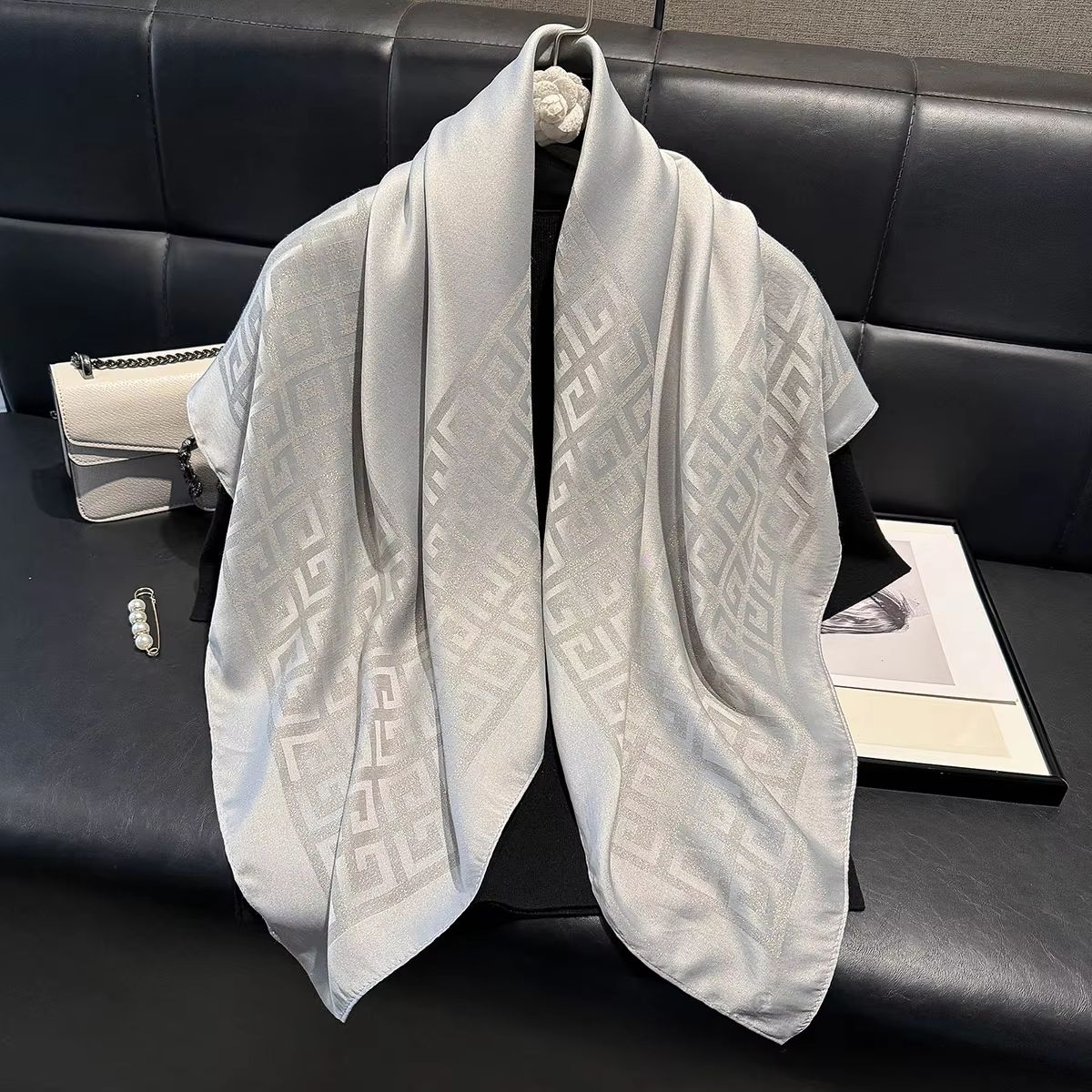 Women's Silk-Like Square Hijab Scarf – 27.56x27.56in Fashion Sun Protection Shawl & Headscarf