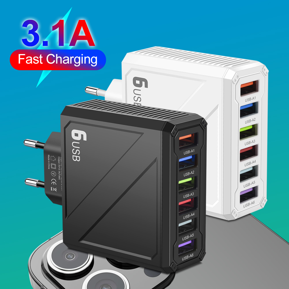 USB Wall Charger Multi Port Adapter Quick Charge Fast Charging Mobile Phone Charger