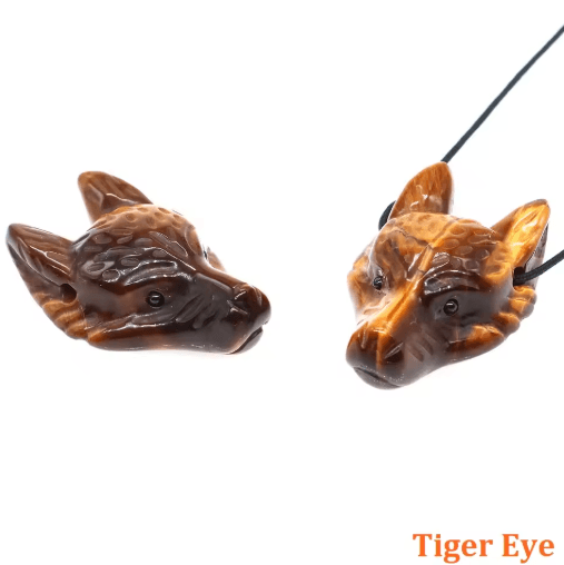 SpiritWolf Crystal Wolf Head Pendant – Hand-Carved Gemstone Necklace Charm