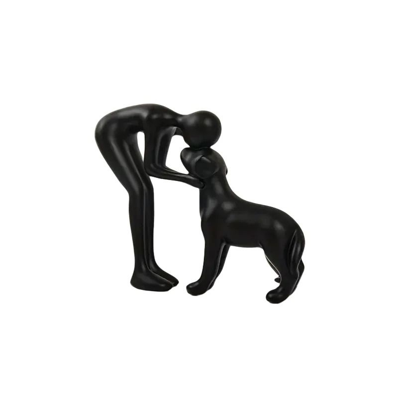 Elegant Dog Owner Statue Modern Pet Lover Home Decor Figurine