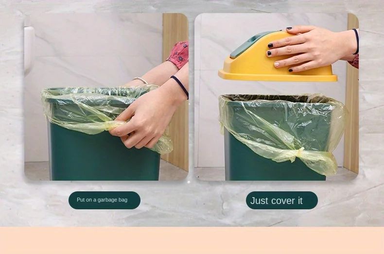 14L Square Plastic Trash Can with Lid