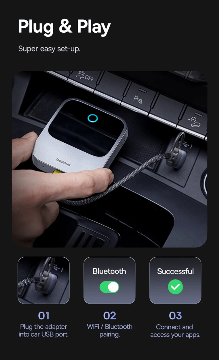 Baseus Wireless CarPlay Adapter Wired to Wireless Smart Car System