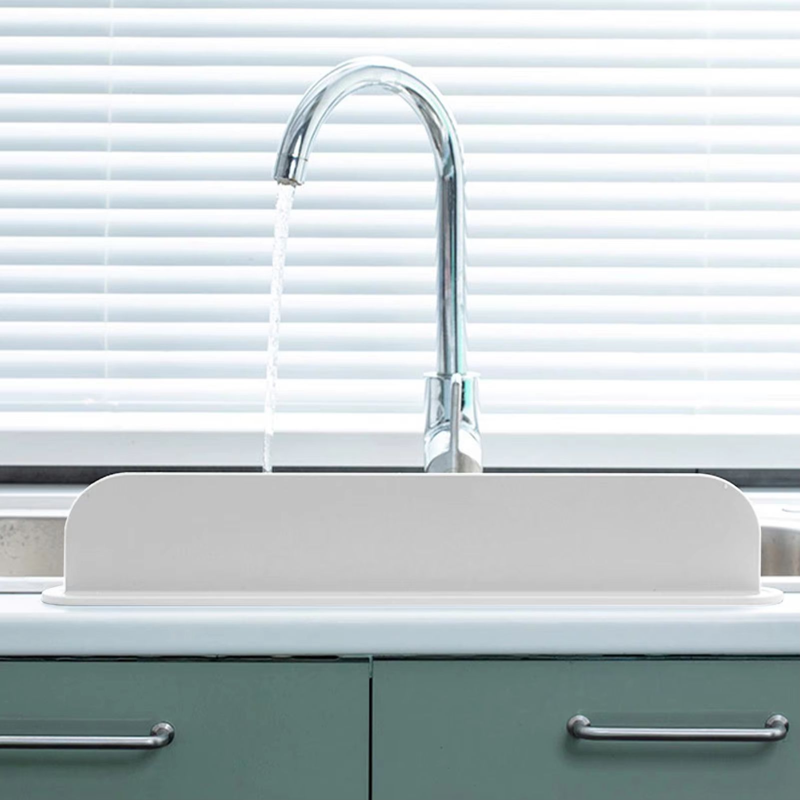 Silicone Kitchen Sink Splash Guard Water Barrier with Non Slip Adhesive Base