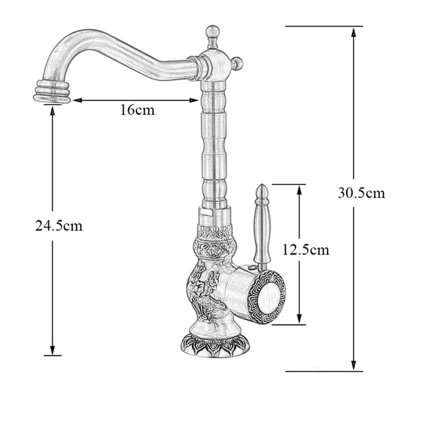 Uythner Retro Brass Antique Bronze Kitchen Sink Faucet