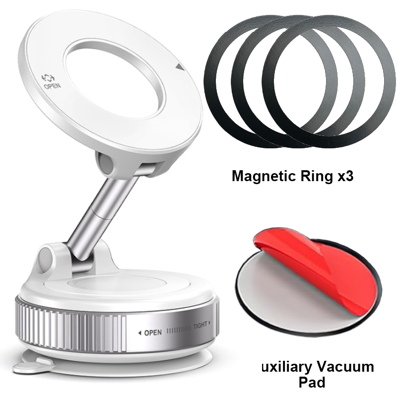 Foldable Car Mount, Magnetic Holder, Strong Suction Stand, iPhone, Cell Phone, Live Streaming