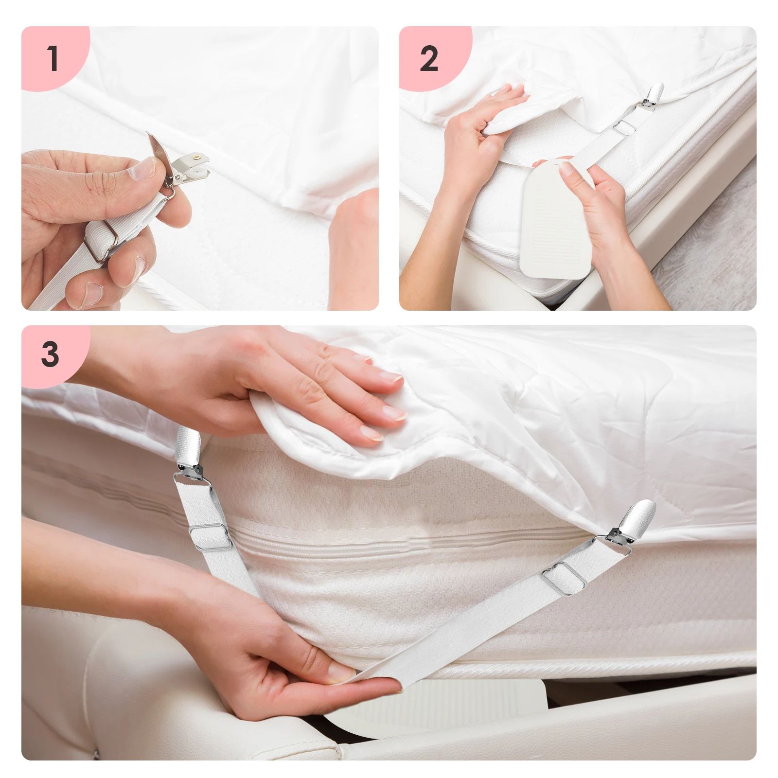 Adjustable Bed Sheet Straps Mattress Holder Clips Elastic Sheet Fasteners Set