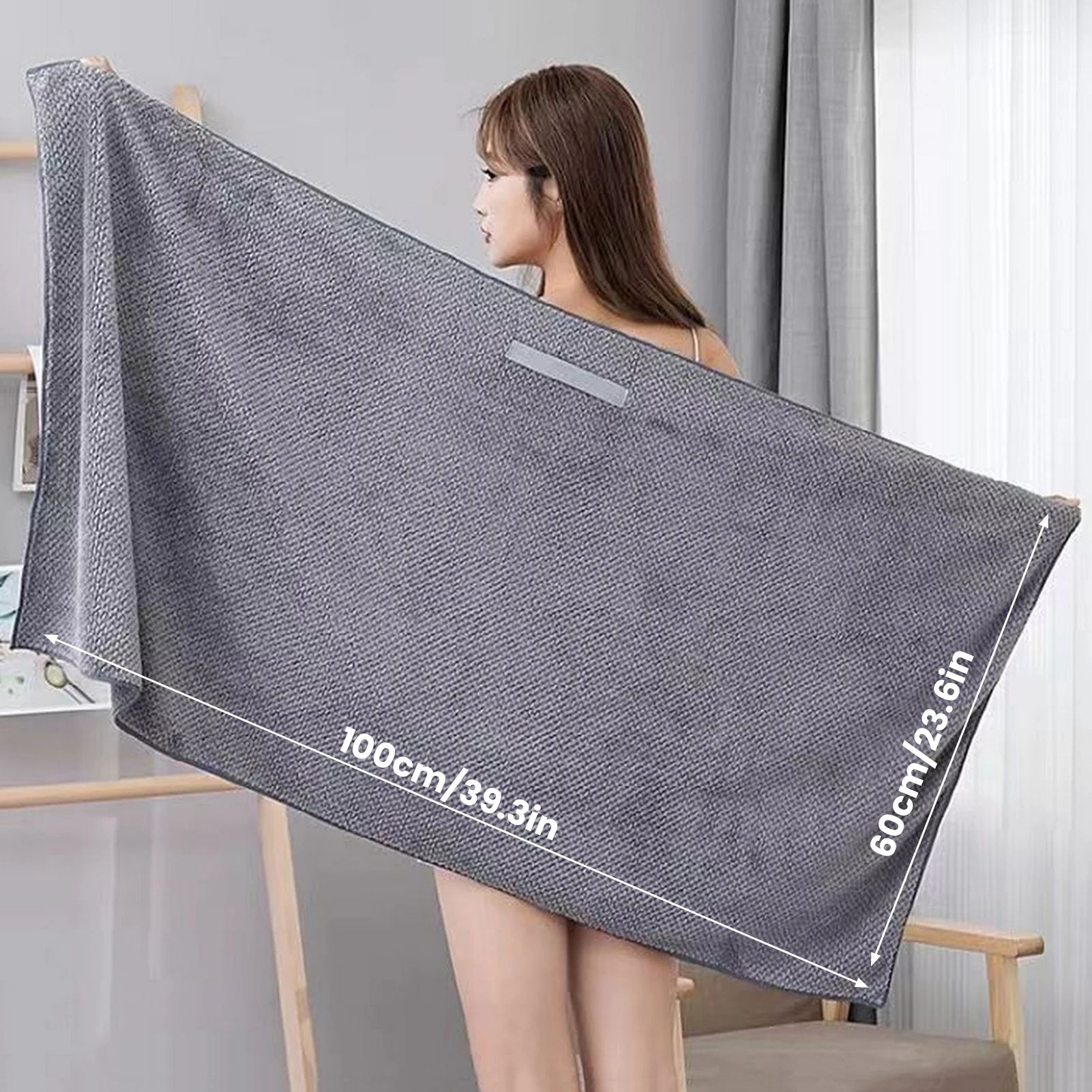 Large Microfiber Hair Towel Wrap – Ultra Soft Quick-Dry Anti-Frizz Hair Turban with Elastic Loop