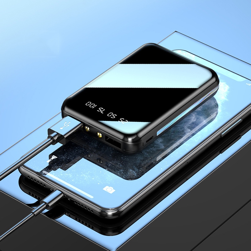Mirror Screen LED Digital Powerbank, Mini Power Bank Portable Charger, External Battery for iPhone Xiaomi