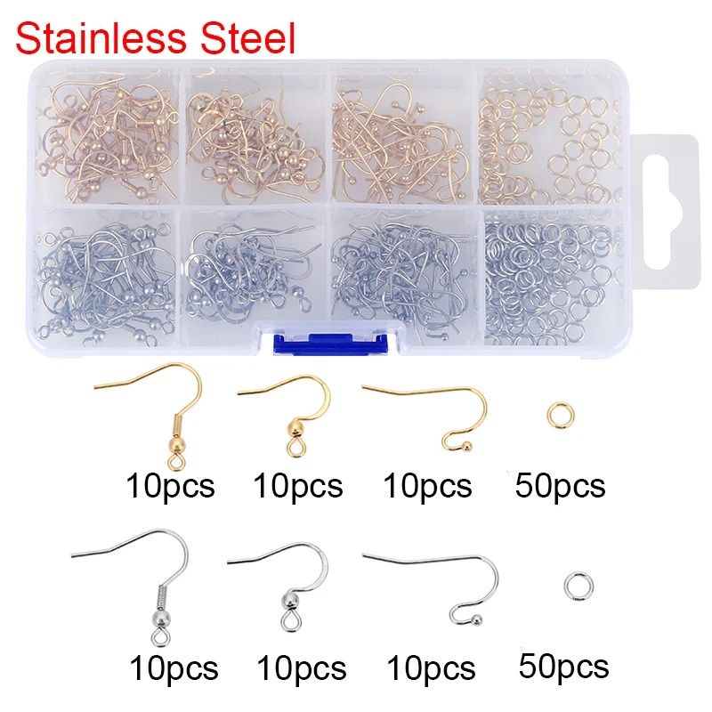 Jewelry Making Kit with Stainless Steel Jump Rings Clasps and Earring Hooks