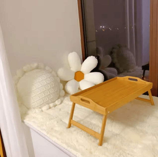 Foldable Bed Tray Table with Multi-Angle Laptop Stand Adjustable Tatami Style Desk for Bedroom and Bay Window
