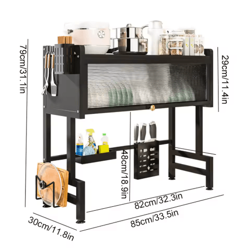 3 Tier Over the Sink Dish Drying Rack with Cover Large Kitchen Drain Shelf Storage System