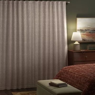 Threshold Blackout Embossed Velvet Curtain Panel, Brown, Blocks Light, Rod Pocket Design, Machine Washable
