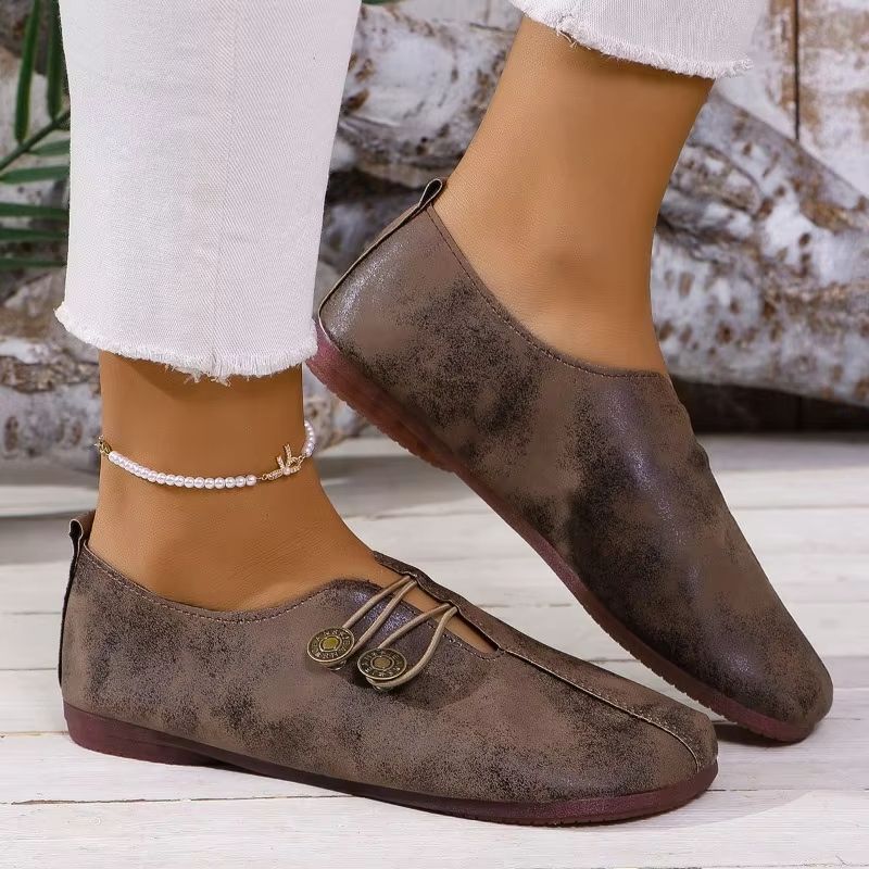 Women's Leather Loafers – Soft Non-Slip Flat Shoes for Comfortable Walking and Everyday Fashion
