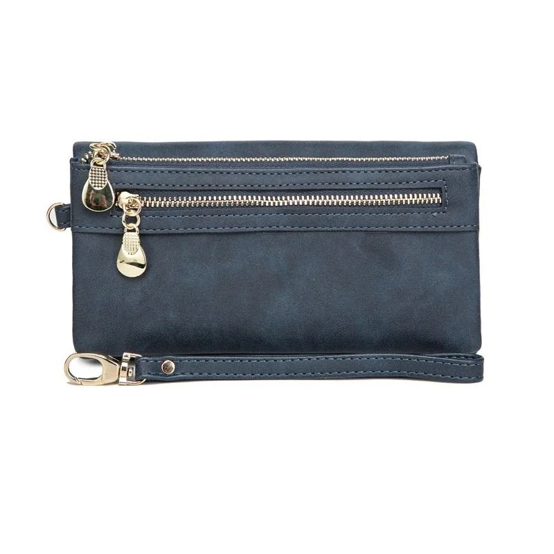 Large Capacity Womens Leather Wallet with Double Zipper