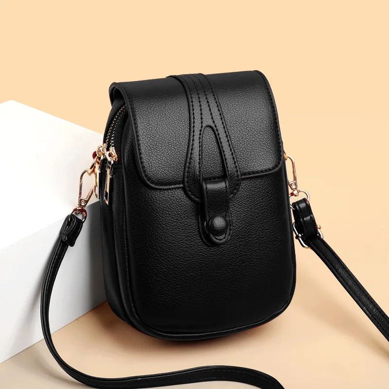 MiniChic PU Leather Phone Crossbody Bag | Women's Stylish Compact Shoulder Messenger Purse