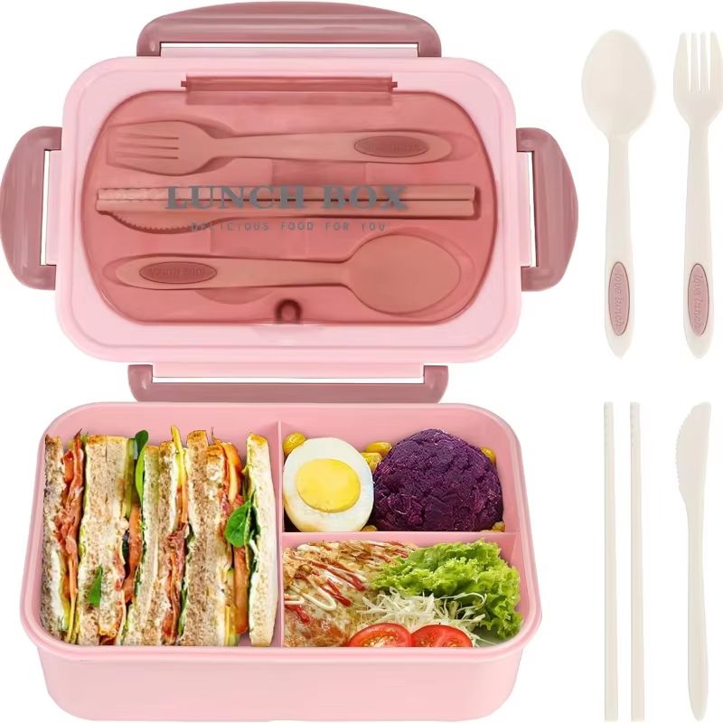 40.58 oz Bento Lunch Box with Utensils and Insulated Bag – 3-Compartment Leak-Proof Meal Prep Solution