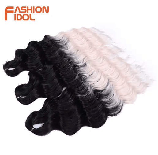 Anna Hair 24 Inch Loose Deep Wave Synthetic Crochet Braiding Hair Ombre Blonde Water Wave