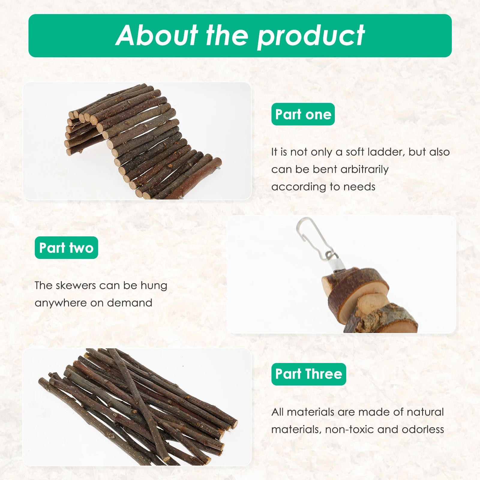 Natural Wooden Small Pet Chew Toy Set