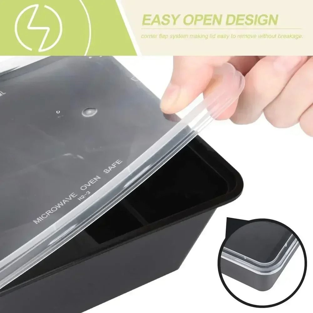 1000ml Heavy-Duty Disposable Lunch Boxes – 20-Piece Microwave-Safe Meal Prep Set