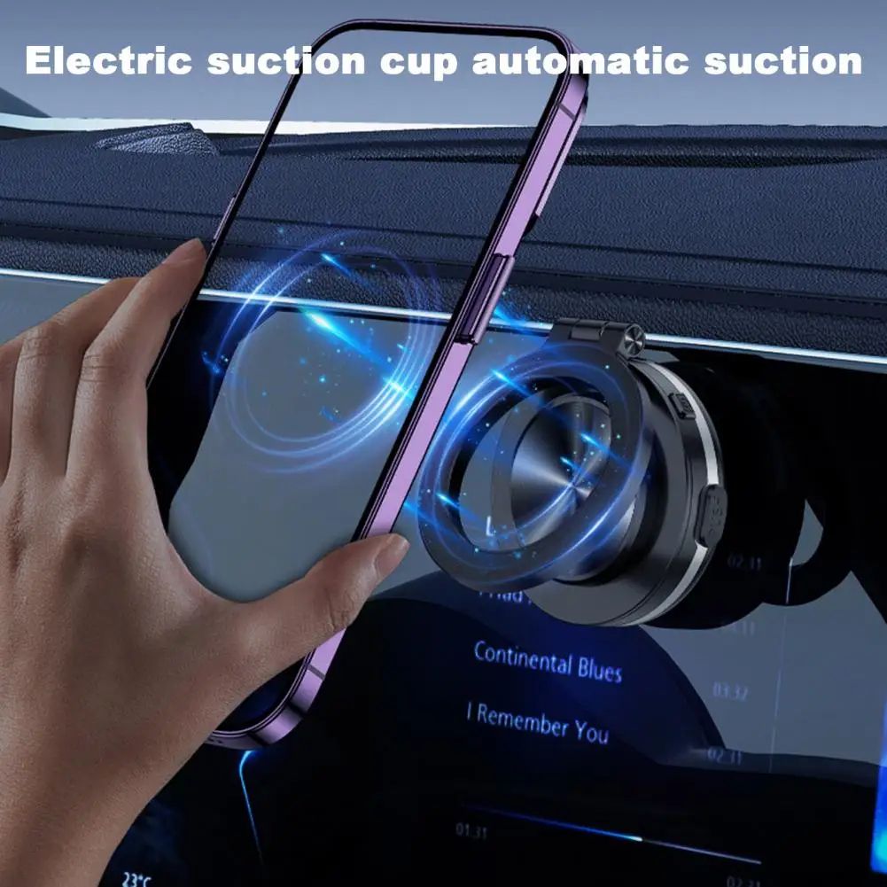 Magnetic Car Phone Holder Electric Vacuum Suction Mount Strong Grip 360° Rotation Secure Dashboard Windshield Stand