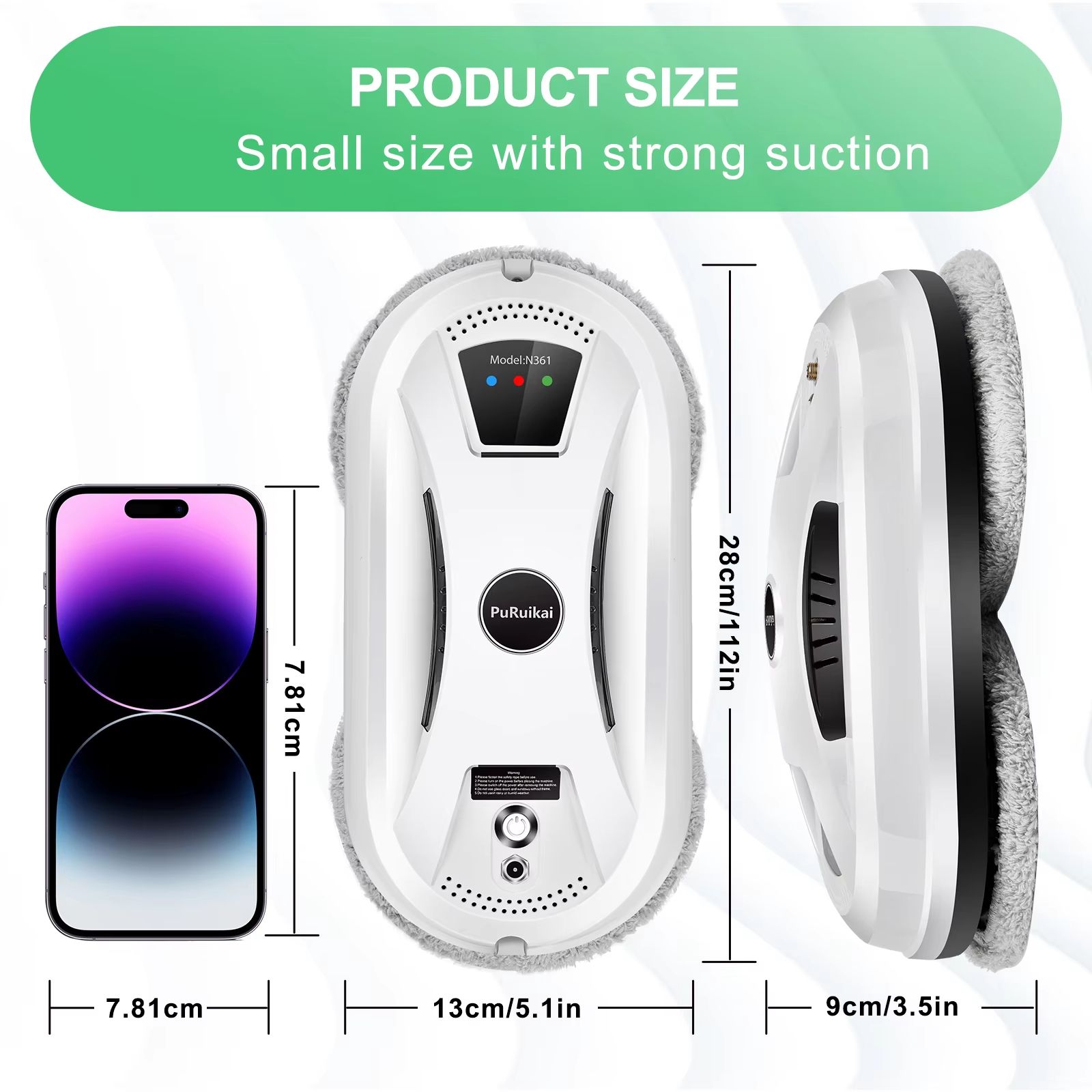 PuRuiKai Smart Window Cleaning Robot Automatic Glass Vacuum Cleaner
