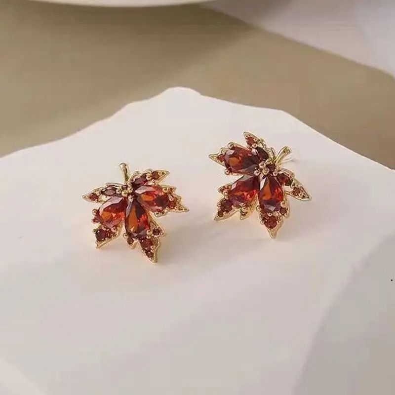 Elegant Crystal Leaf Drop Earrings