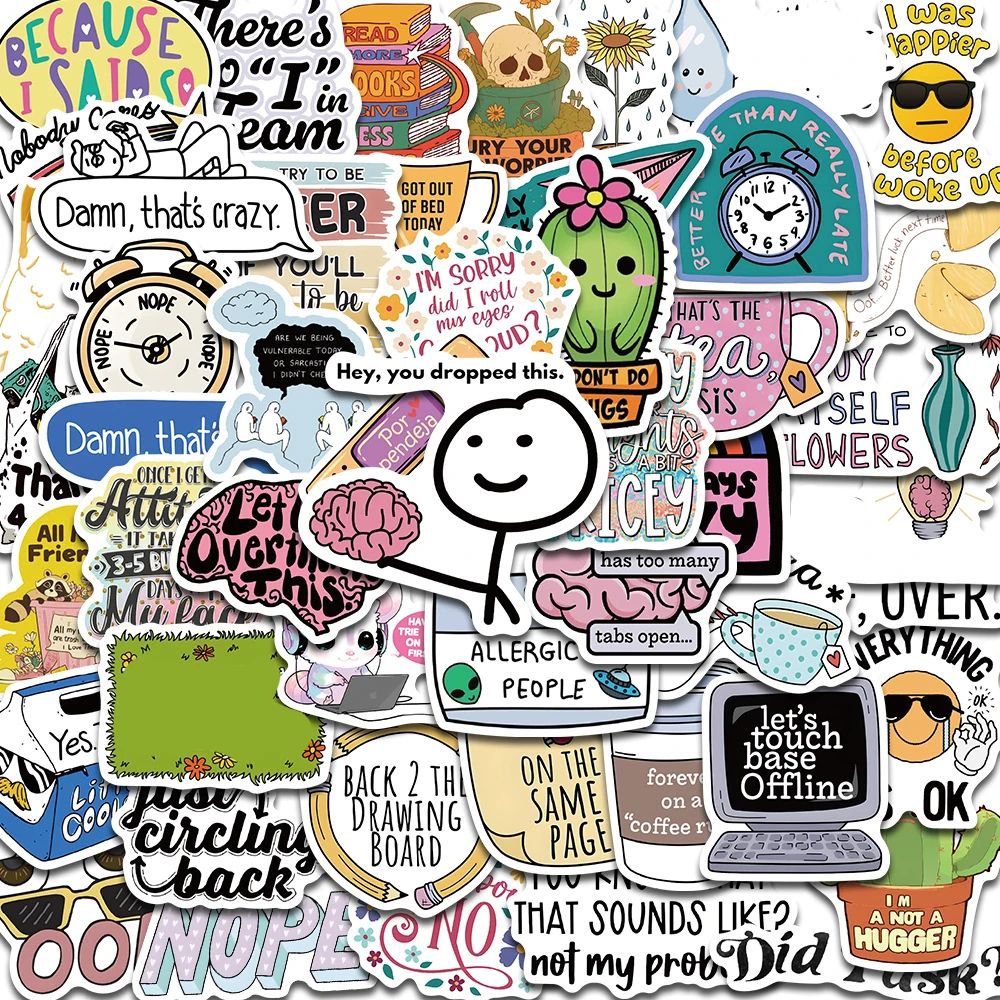 SnarkPop Sarcastic Sticker Pack – Aesthetic Kawaii Waterproof Graffiti Decals, 50pcs
