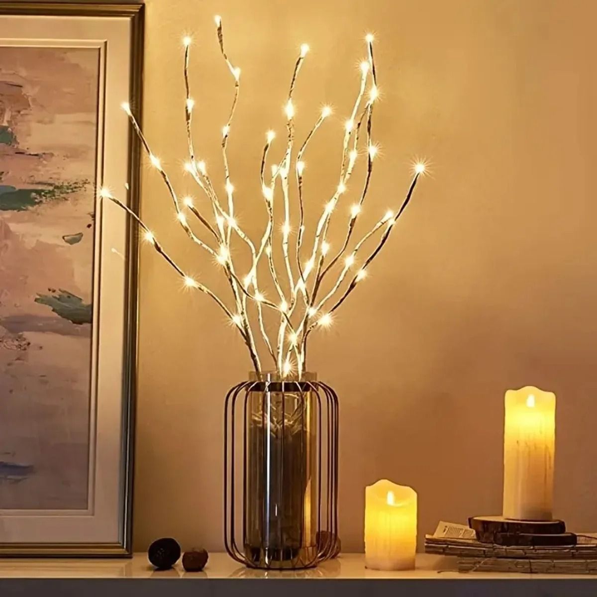 White Birch Branch LED Lights | Battery Operated Festive Twig Decoration