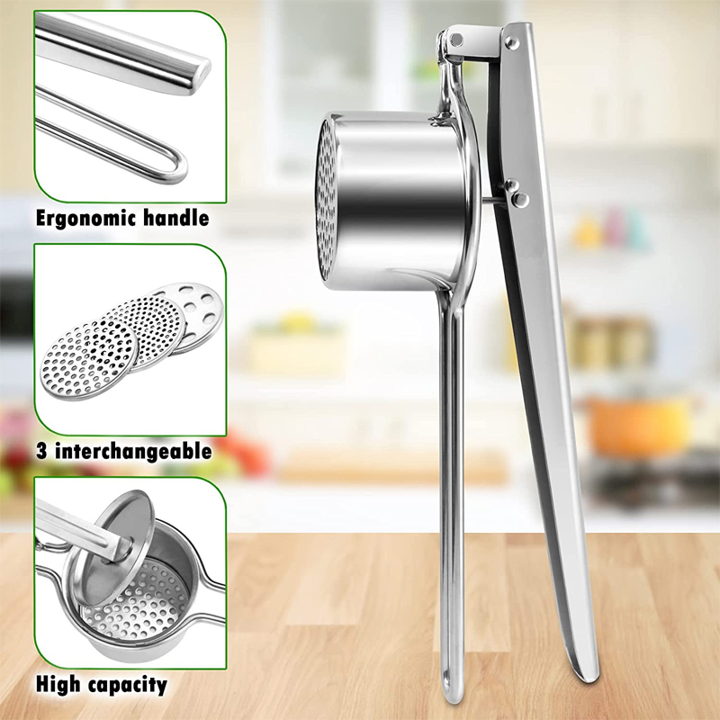 Manual Stainless Steel Potato Ricer with Discs and Fruit Juicer Lemon Squeezer Masher