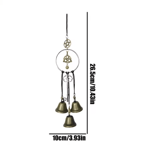 Vintage Witch Bells for Door – Decorative Wind Chime Ornament for Halloween & Fall
