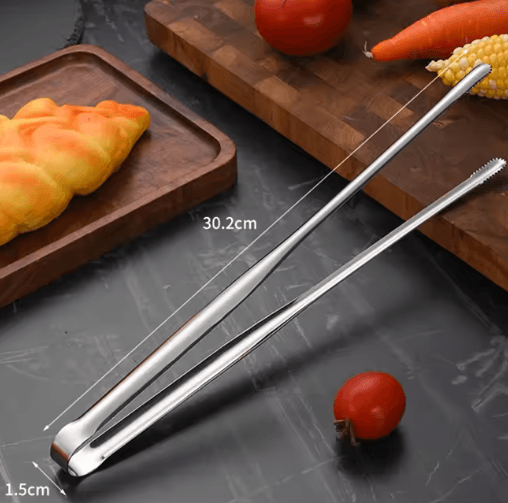 Stainless Steel BBQ Grill Tongs – Non-Slip Food Clip for Cooking & Entertaining