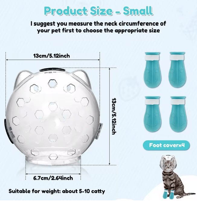 Transparent Cat Grooming Muzzle Anti Bite Protective Hood